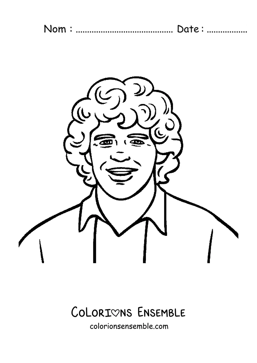 Coloriage de Maradona souriant