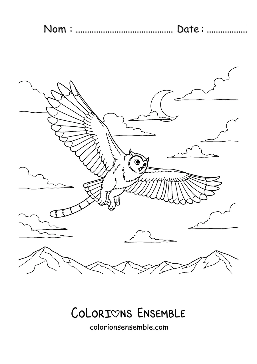 Coloriage d'un Meowl volant sous la lune