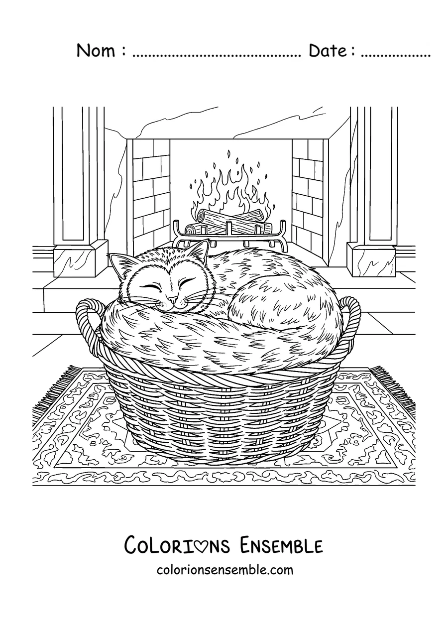 Coloriage d'un Meowl endormi dans un panier