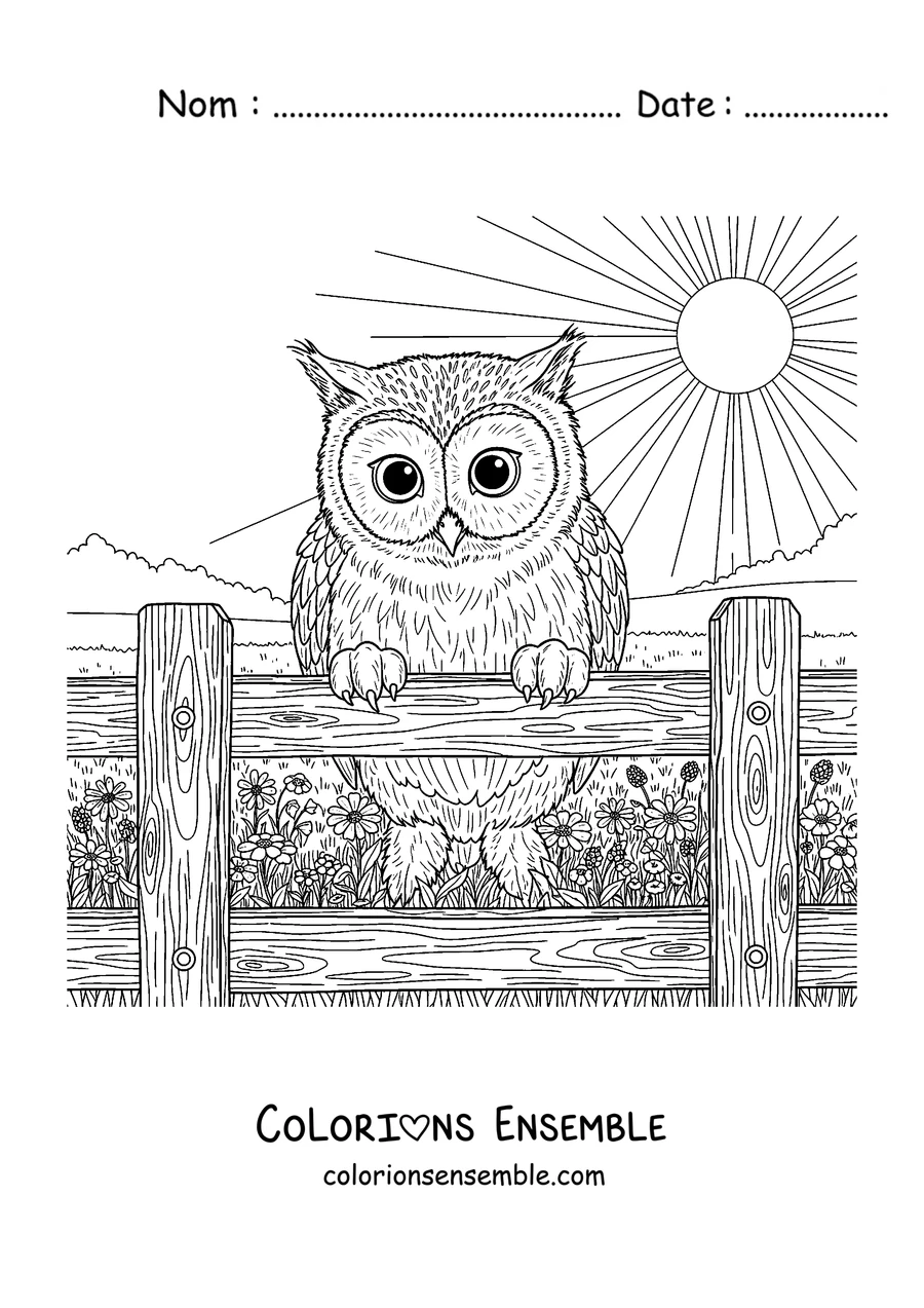 Coloriage d'un Meowl perché sur une clôture au soleil