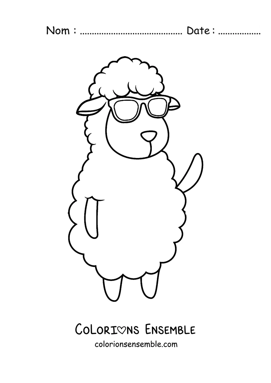 Coloriage de mouton à lunettes