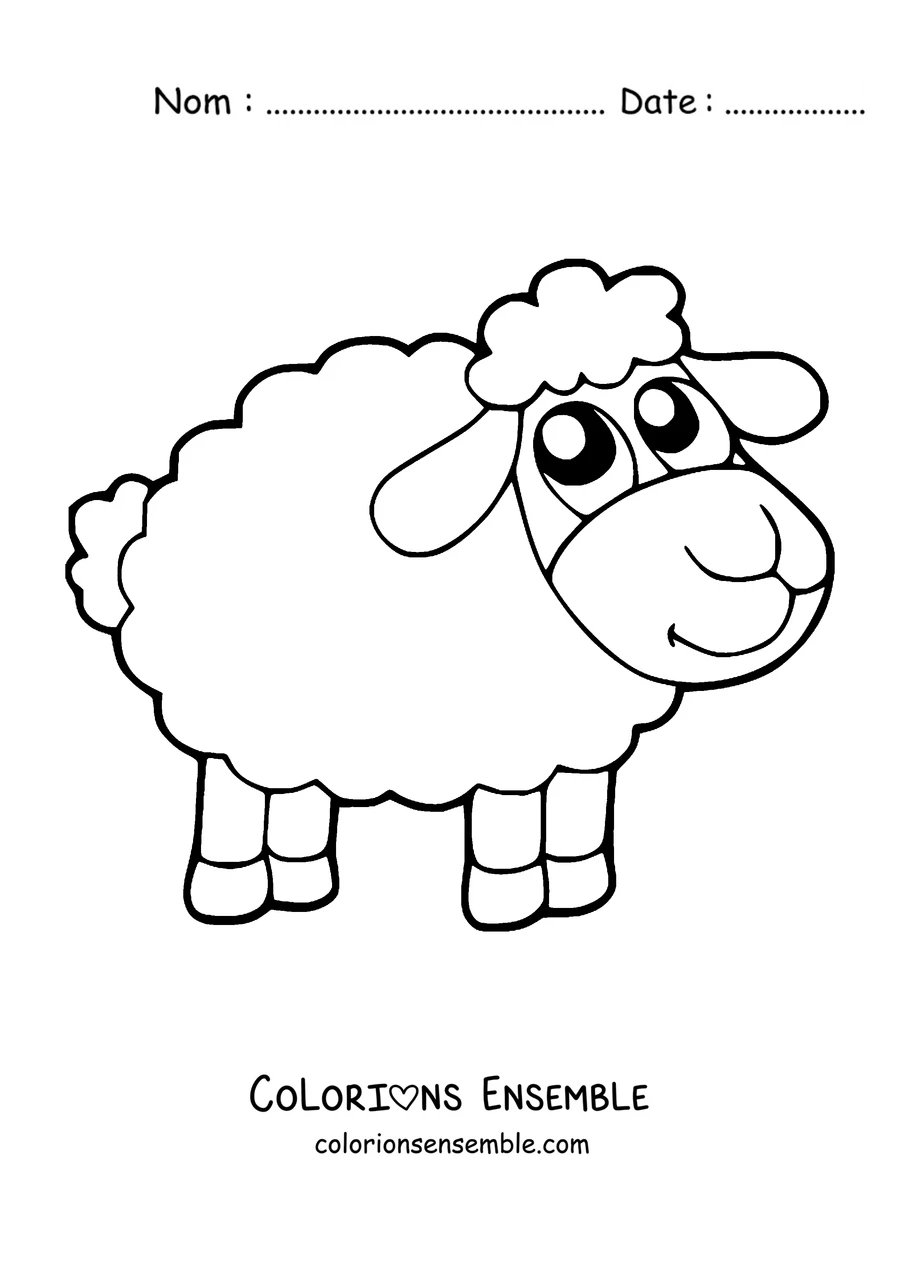 Coloriage de mouton de dessin animé debout