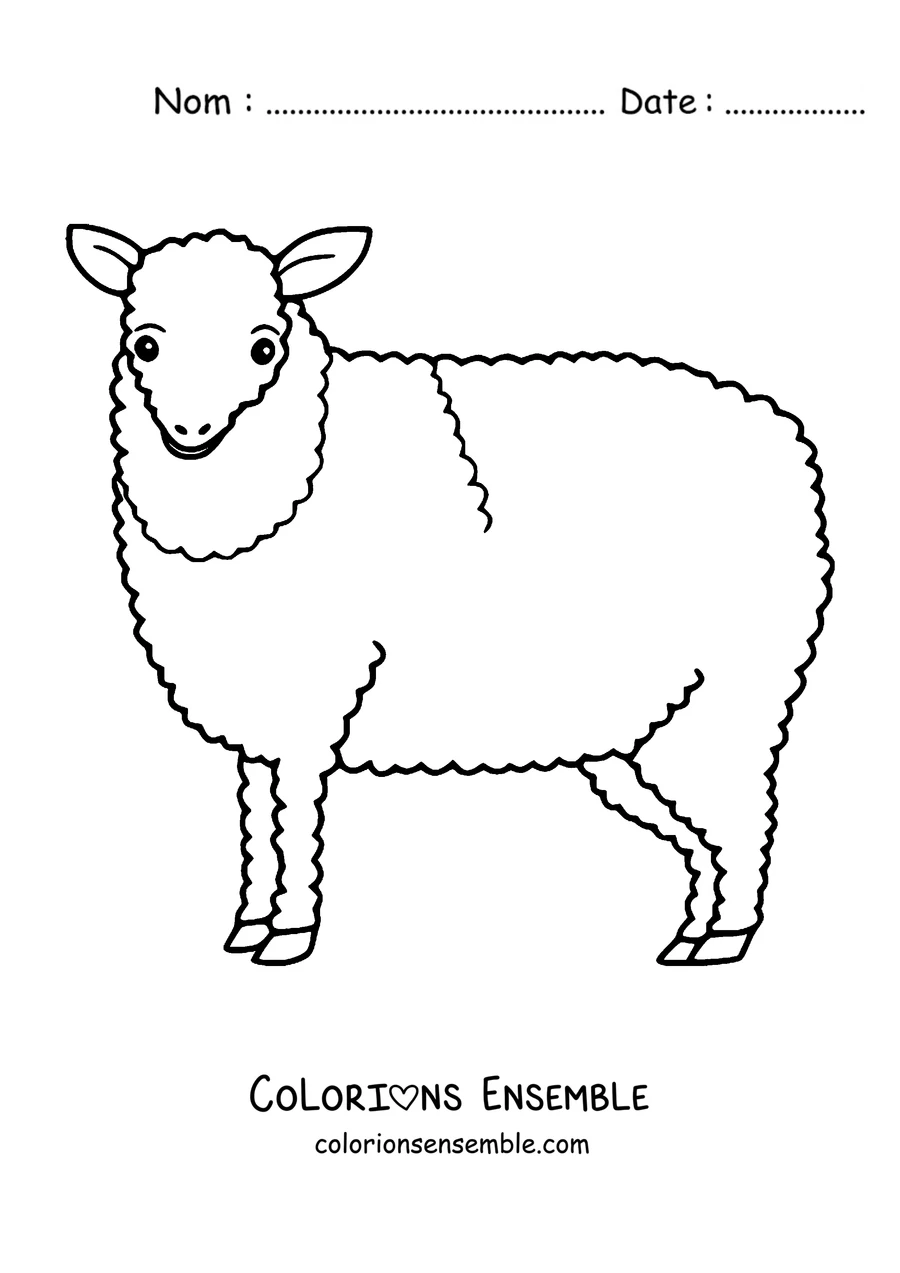 Coloriage de mouton laineux de profil