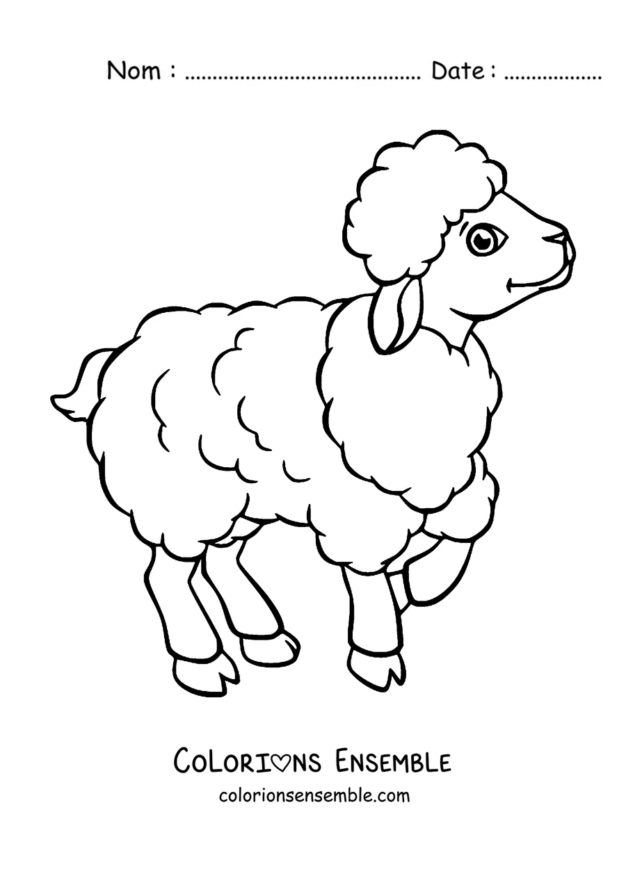 Coloriage de mouton qui marche tout content