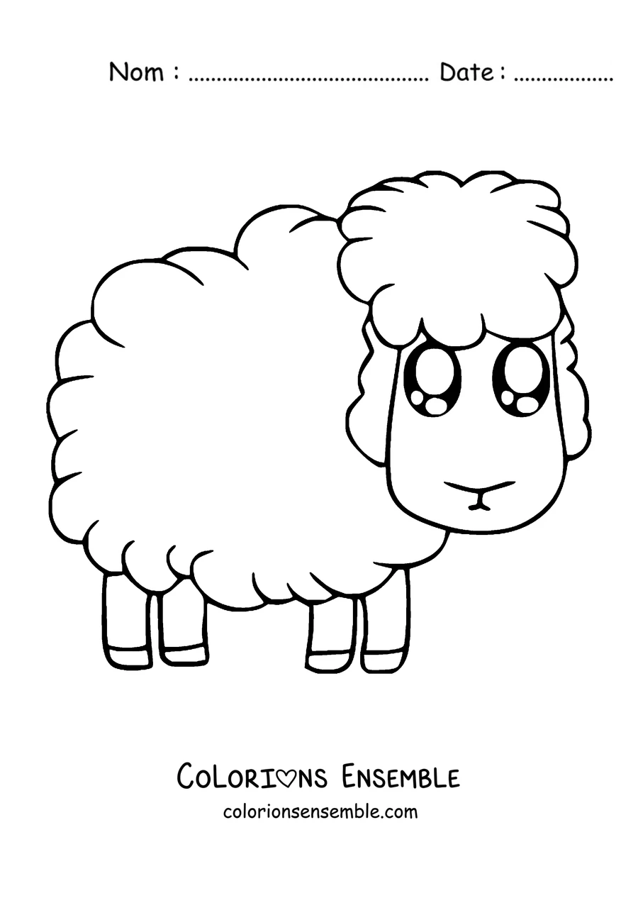 Coloriage de mouton tout doux aux yeux brillants