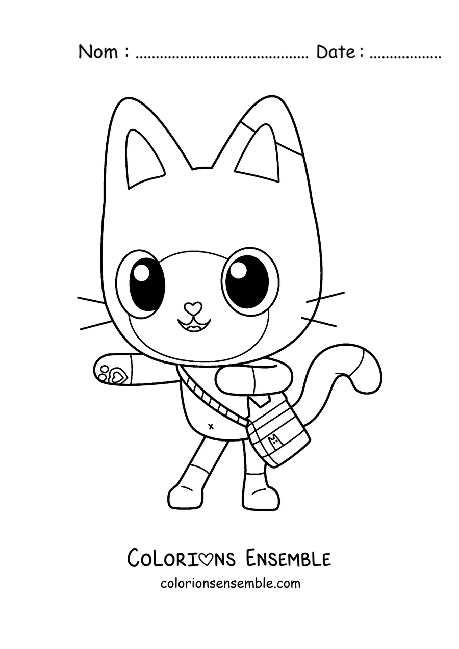 Coloriage de Pandy Paws, l'ami chat-panda de Gabby