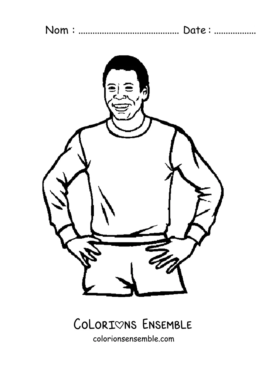 Coloriage de Pelé debout les mains sur les hanches