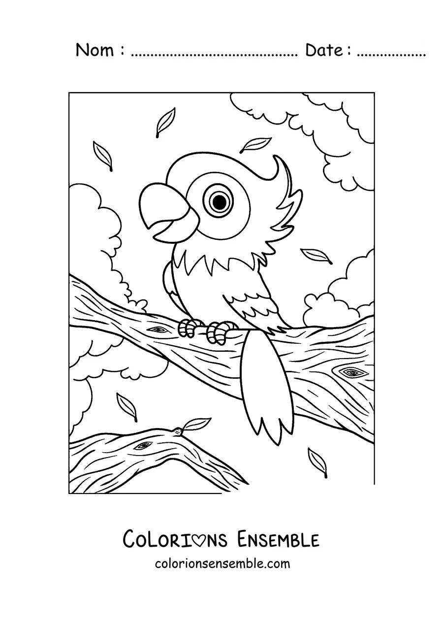 Coloriage d'un perroquet mignon pour les tout-petits