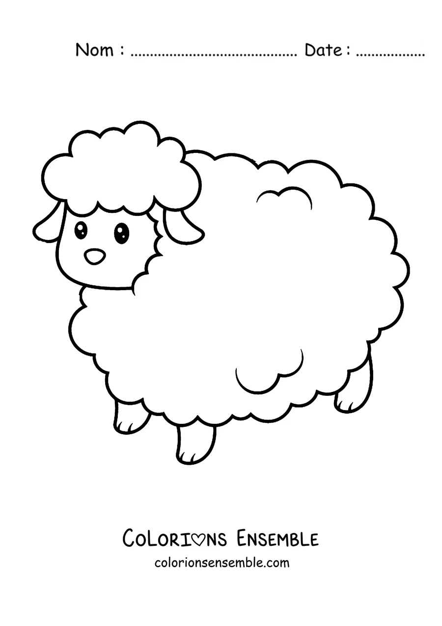Coloriage de petit agneau debout