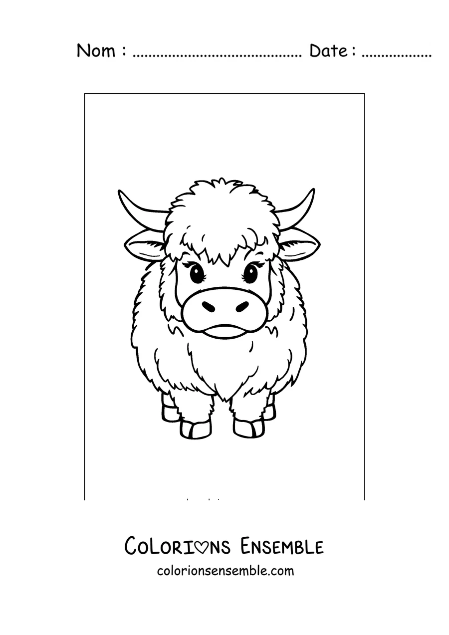 Coloriage de petit veau highland tout doux