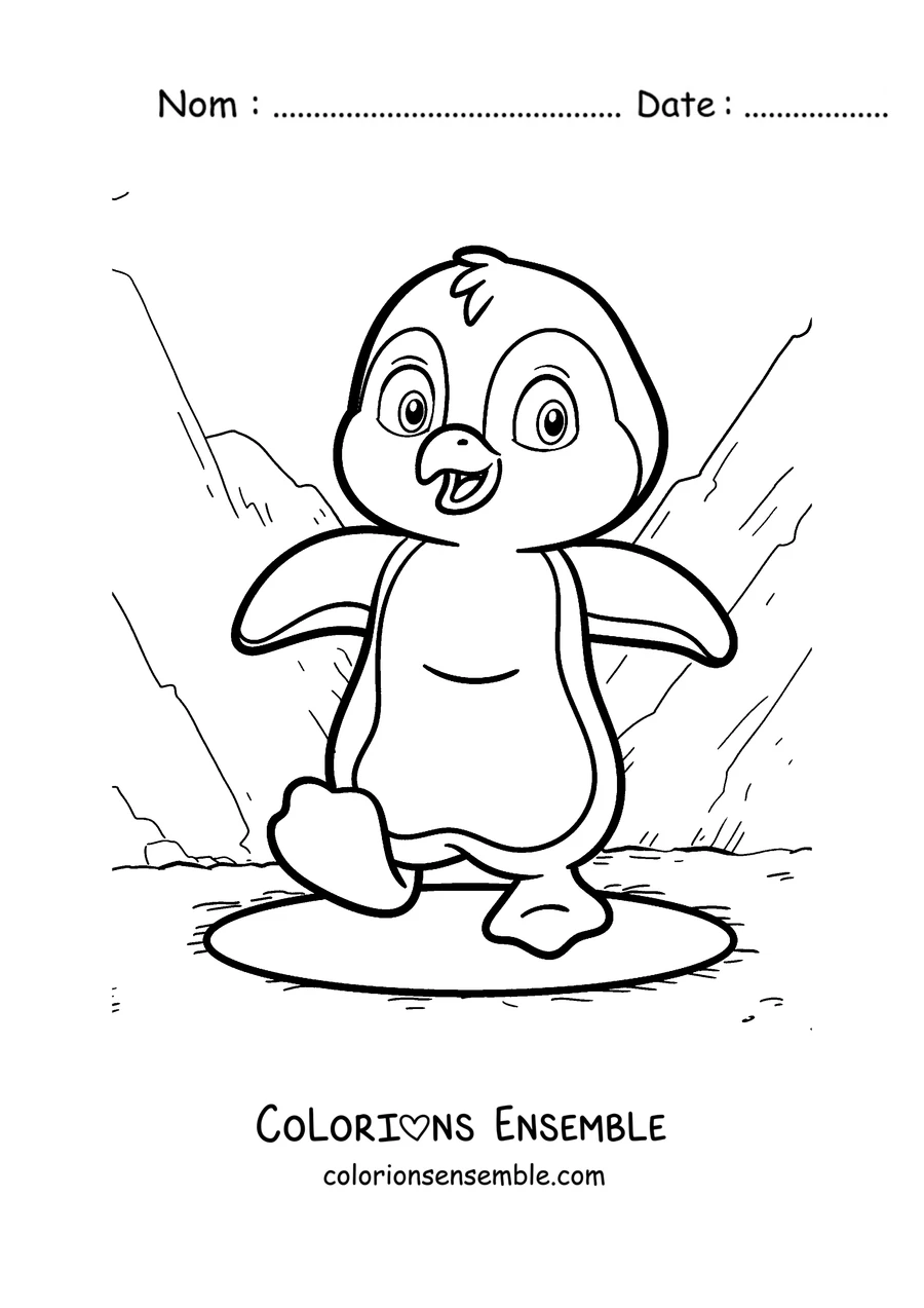 Coloriage d'un pingouin qui marche