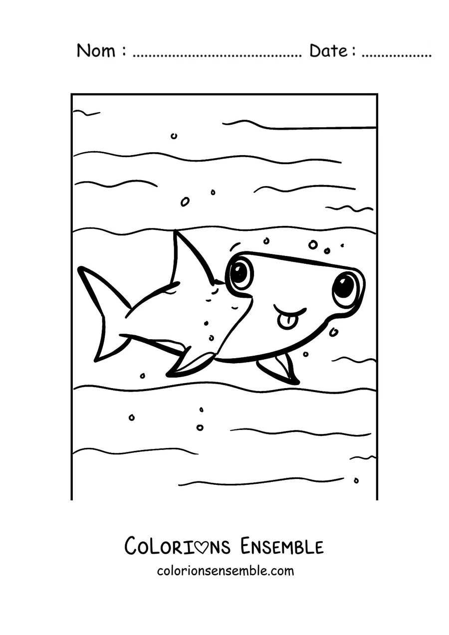 Coloriage d'un requin-marteau aux grands yeux