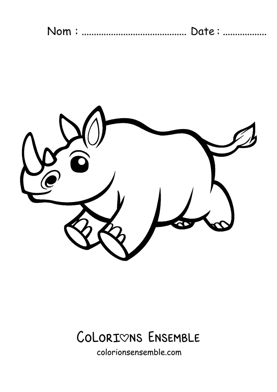 Coloriage d'un rhinocéros de dessin animé qui court