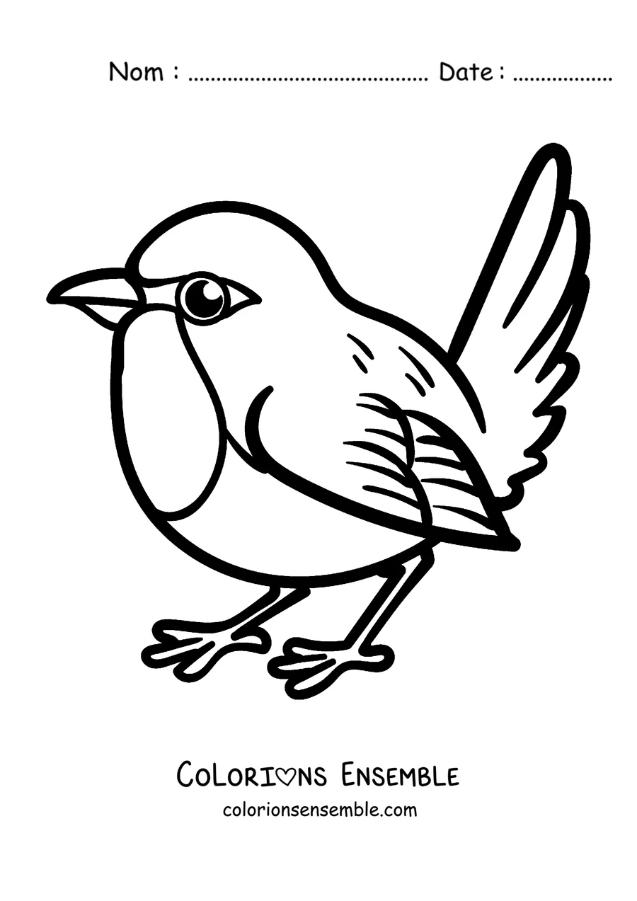 Coloriage d'un rouge-gorge mignon avec la queue relevée
