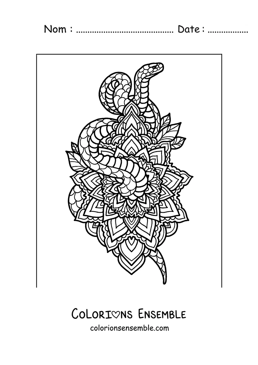 Coloriage d'un serpent avec un mandala