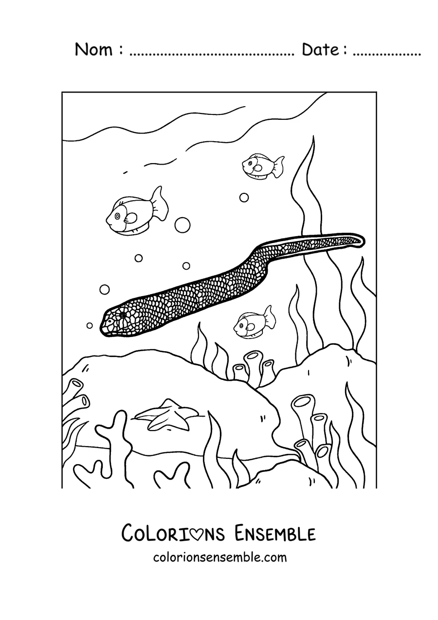 Coloriage d'un serpent marin qui nage
