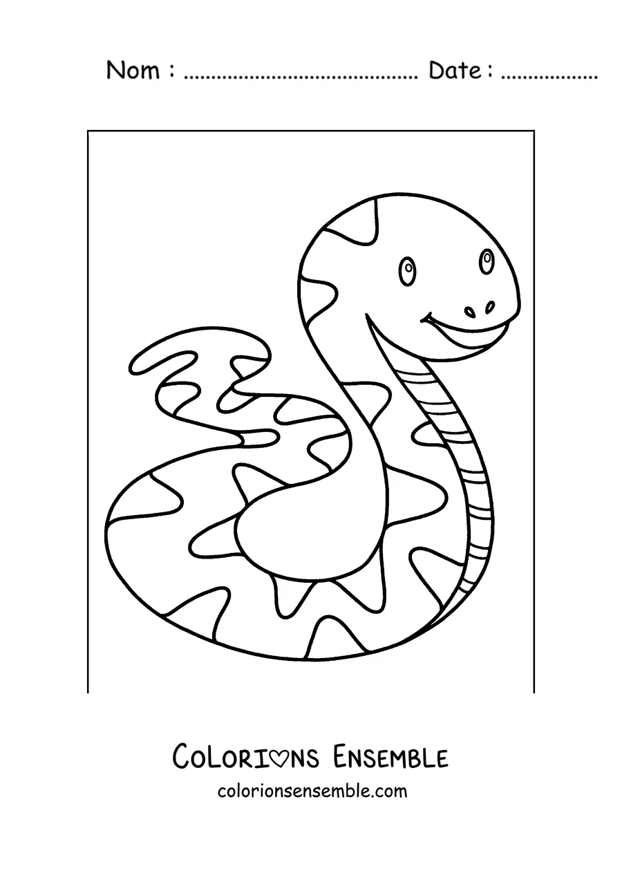 Coloriage d'un serpent simple et souriant