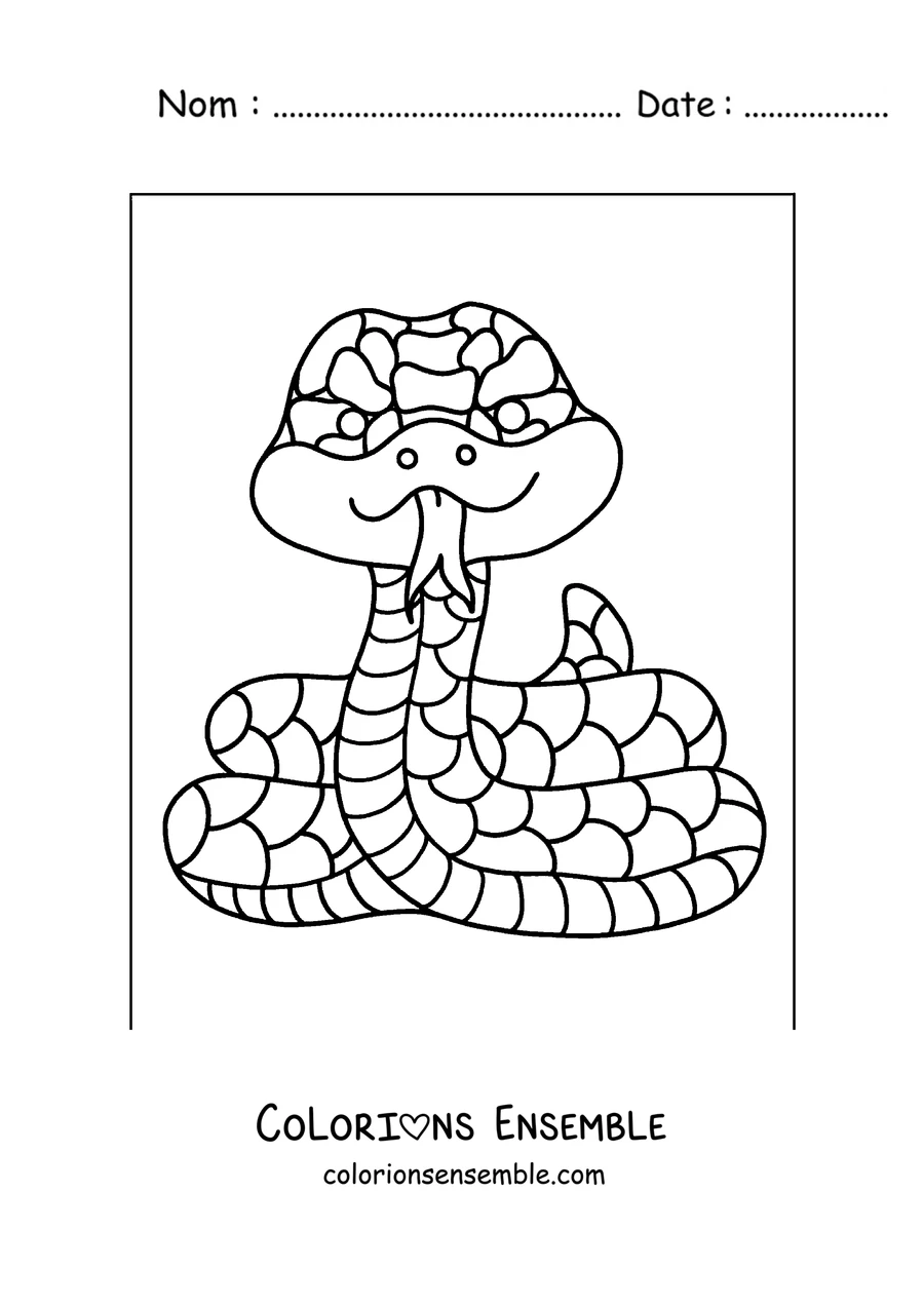 Coloriage d'un serpent souriant de dessin animé