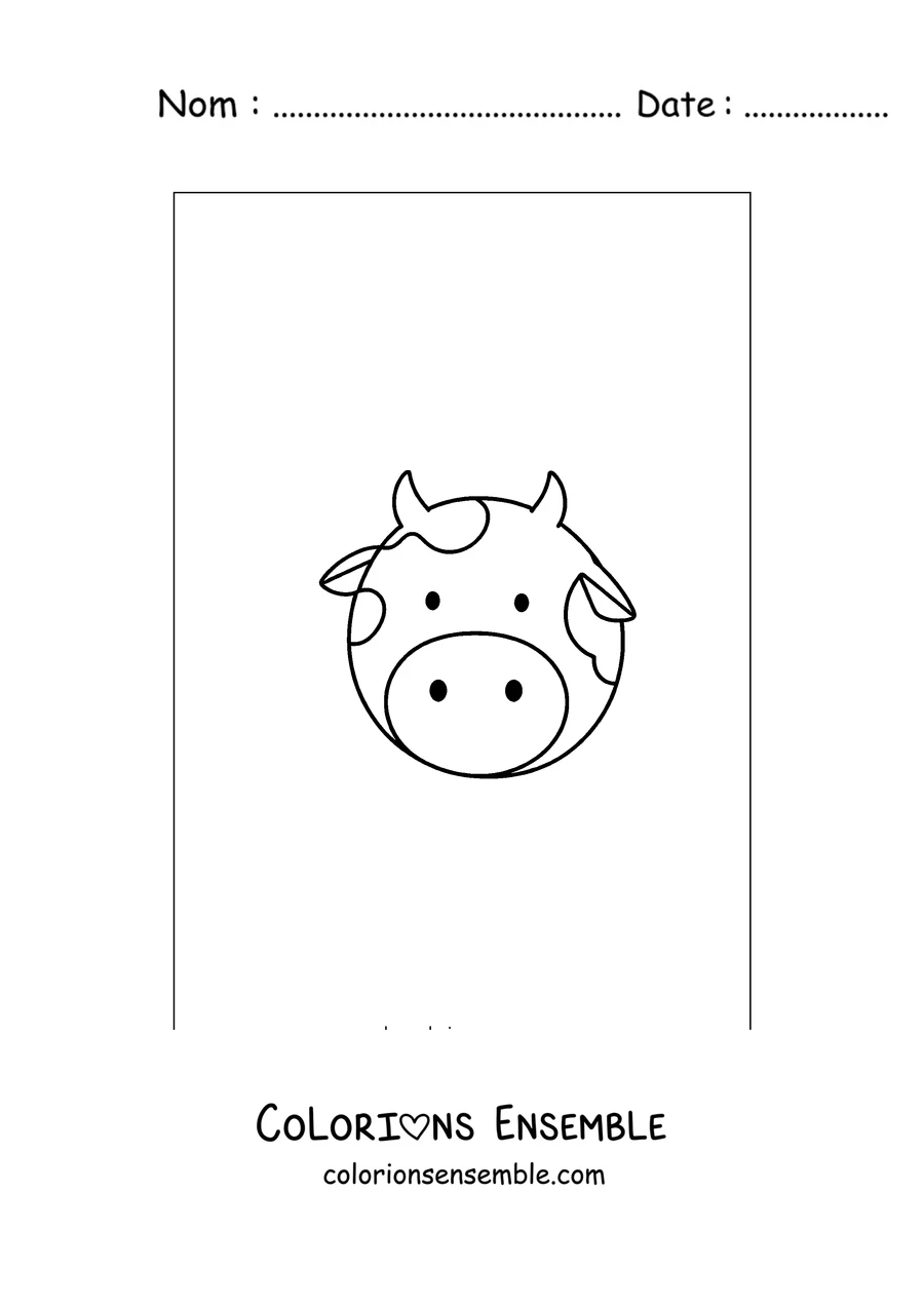 Coloriage de tête de vache de dessin animé