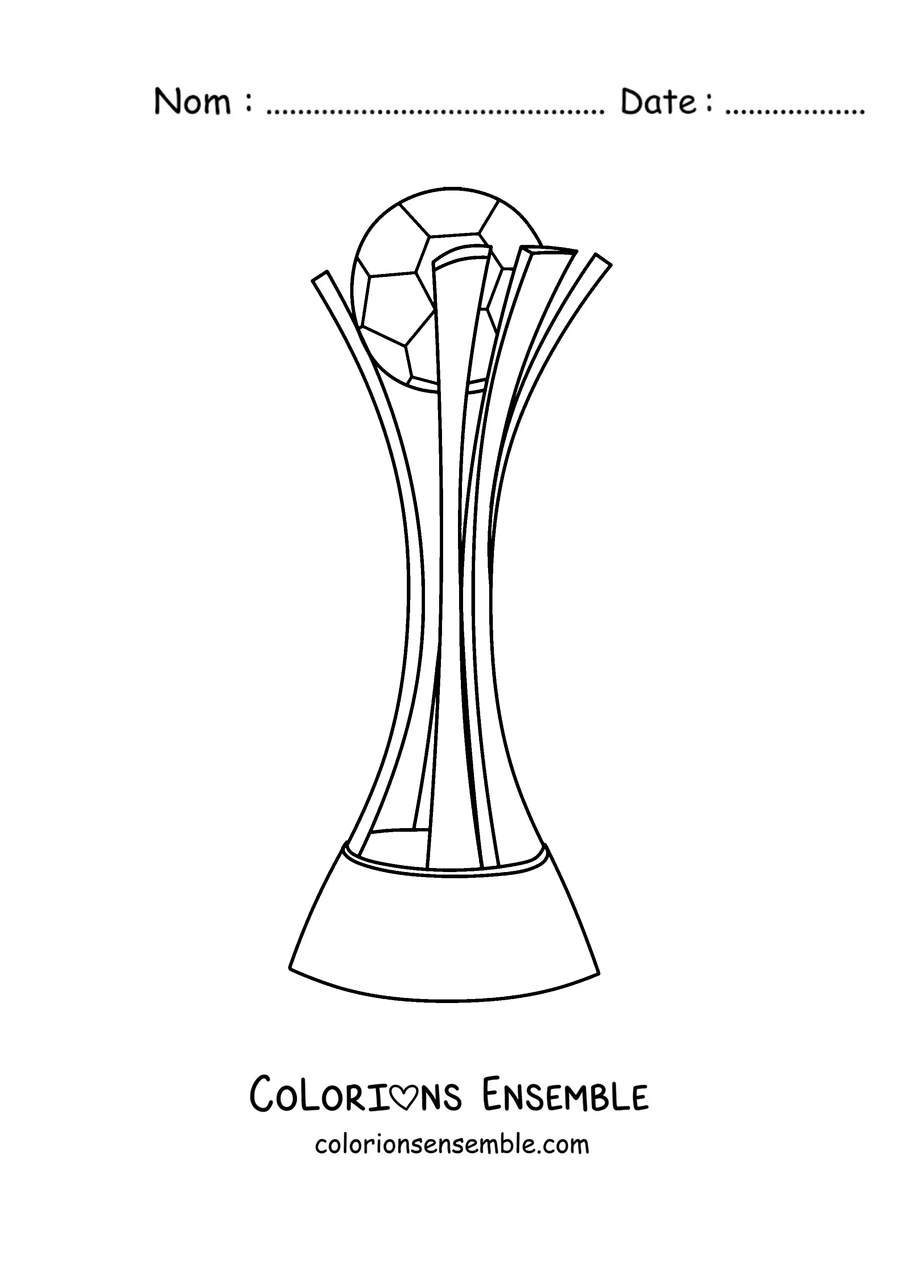 Coloriage du trophée de la Coupe du Monde des Clubs avec un ballon au sommet