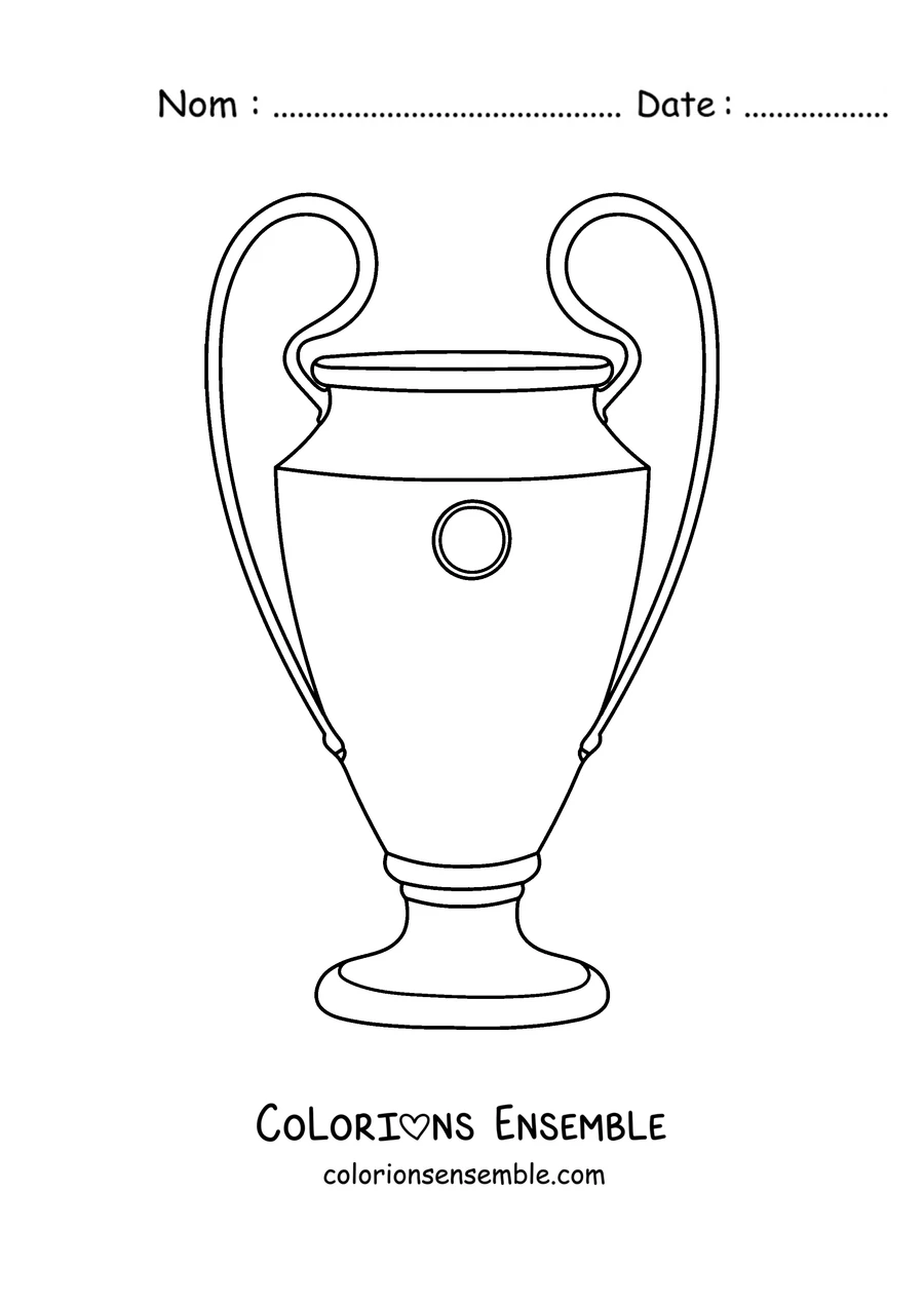 Coloriage du trophée de la Ligue des Champions avec de grandes anses