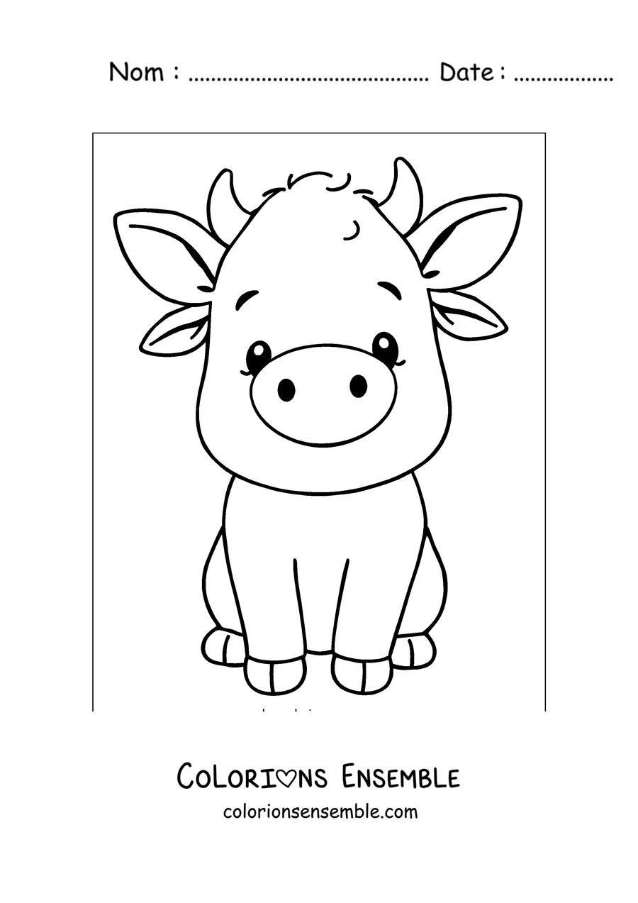 Coloriage de vache souriante de face