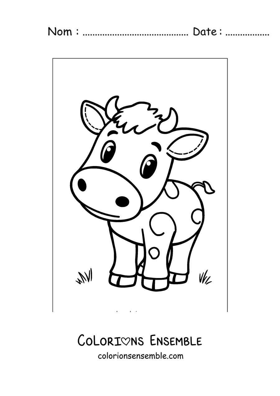 Coloriage de vache tachetée mignonne de face