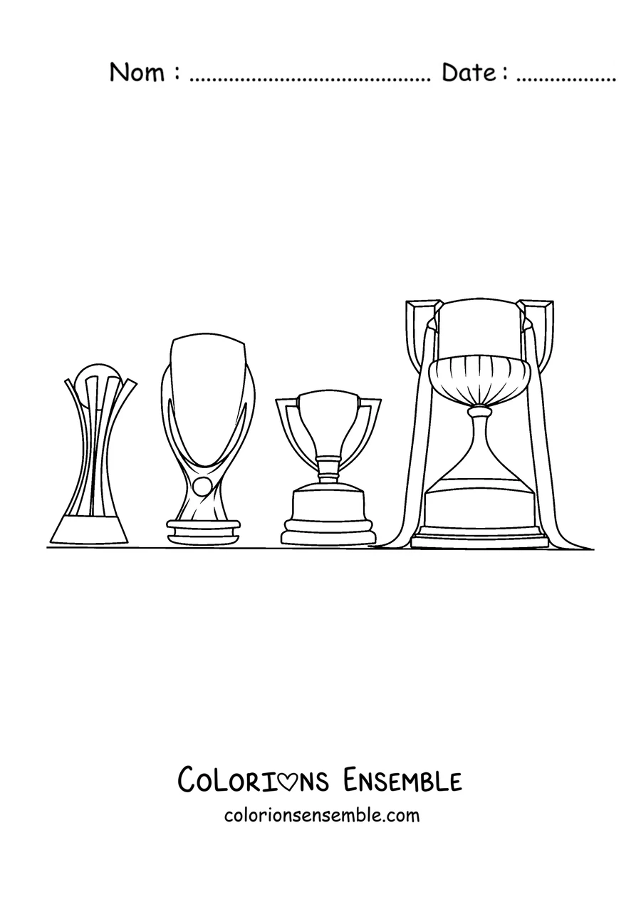 Coloriage d'une vitrine avec plusieurs trophées du FC Barcelone