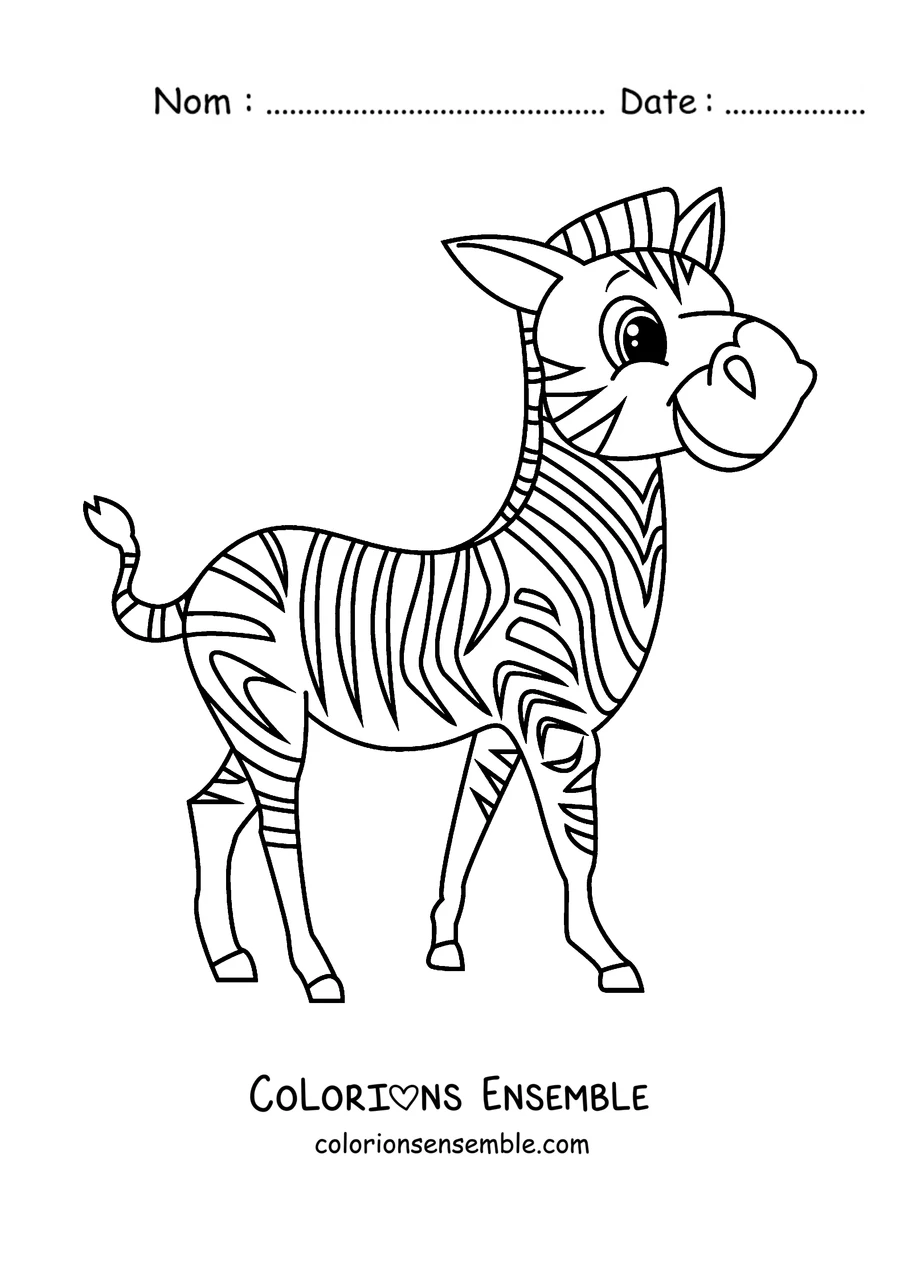 Coloriage d'un zèbre de dessin animé