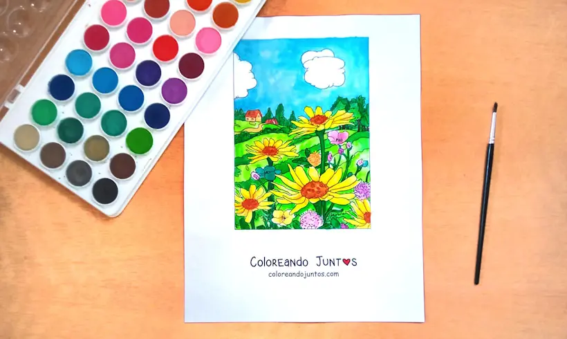 Coloriage de paysage colorié par Colorions Ensemble