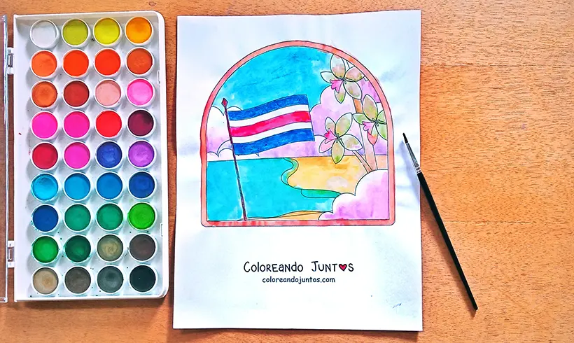 Coloriage du drapeau du Costa Rica colorié par Colorions Ensemble