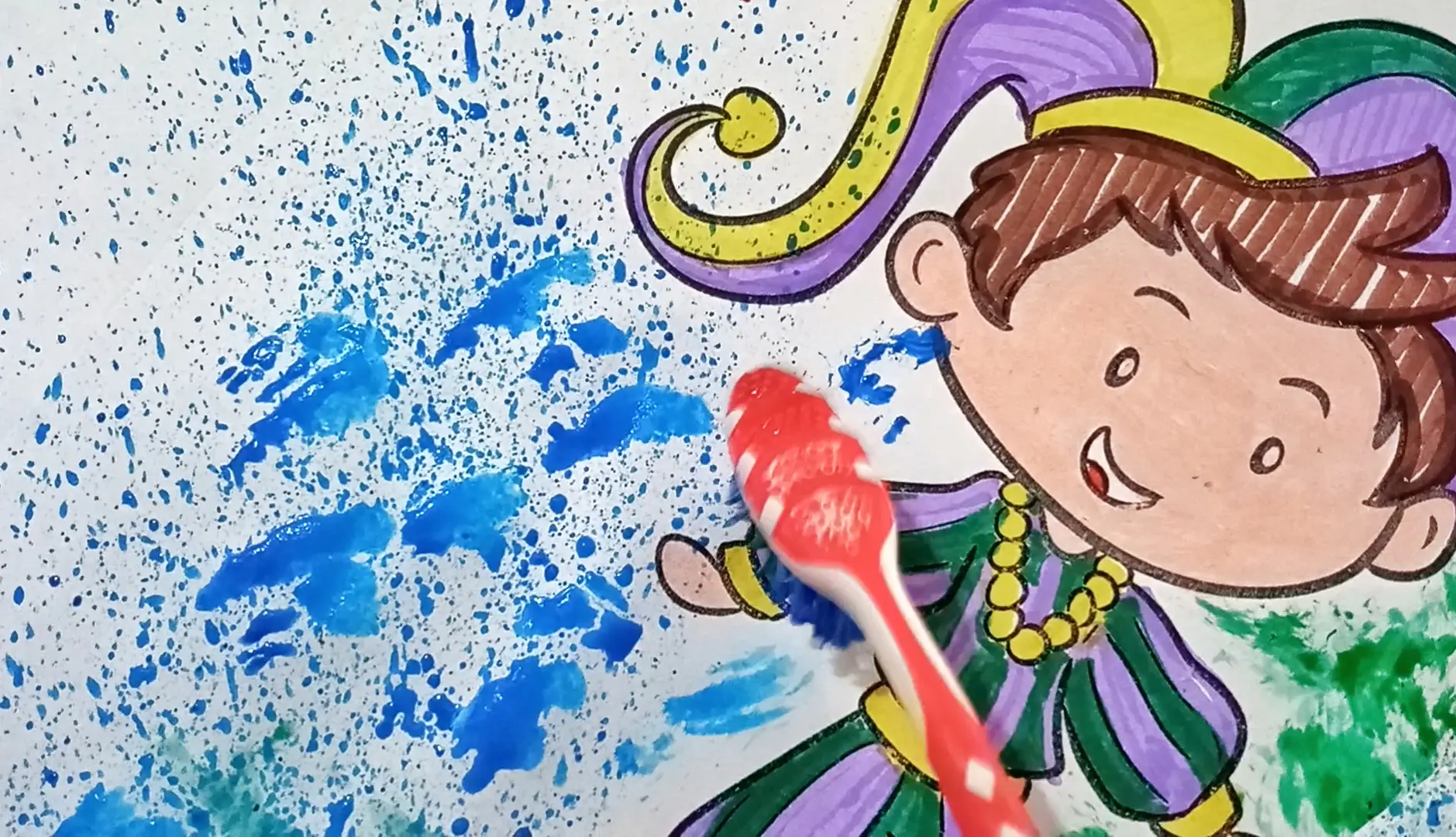 Étape 5 pour peindre avec une brosse à dents
