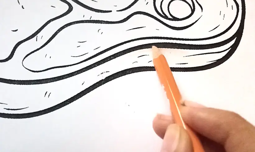 Étape 1 pour colorier avec la technique du brunissage