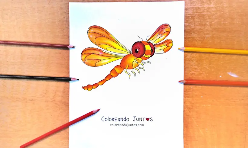 Coloriage de libellule colorié par Colorions Ensemble