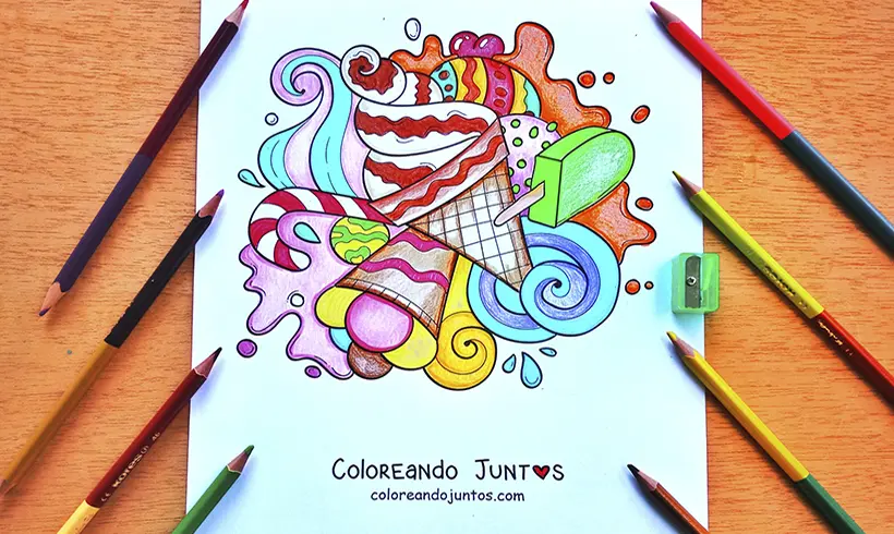 Coloriage de glace colorié par Colorions Ensemble