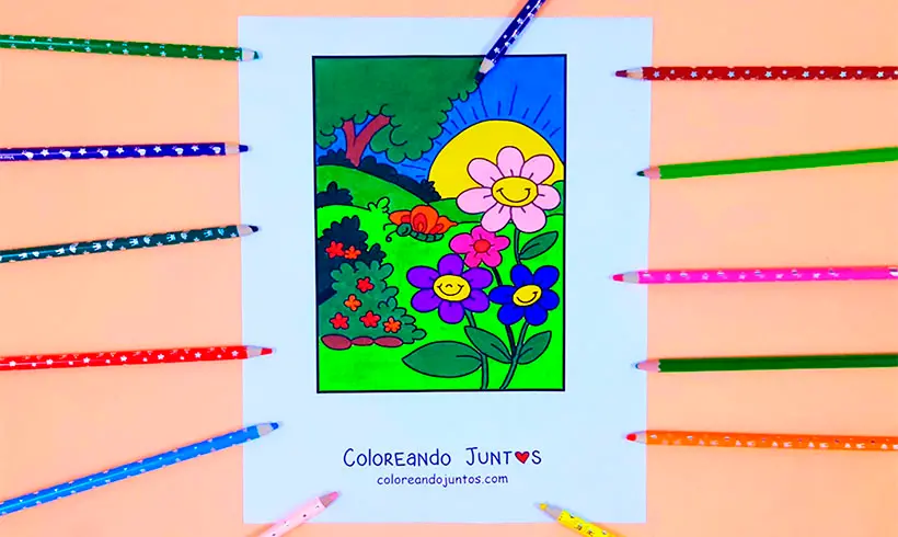 Coloriage du printemps colorié par Colorions Ensemble