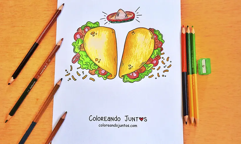 Coloriage de tacos colorié par Colorions Ensemble