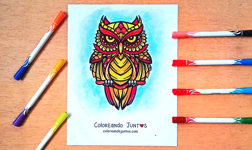 Coloriage de mandala d’animaux colorié par Colorions Ensemble