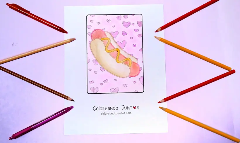 Coloriage de hot-dog colorié par Colorions Ensemble