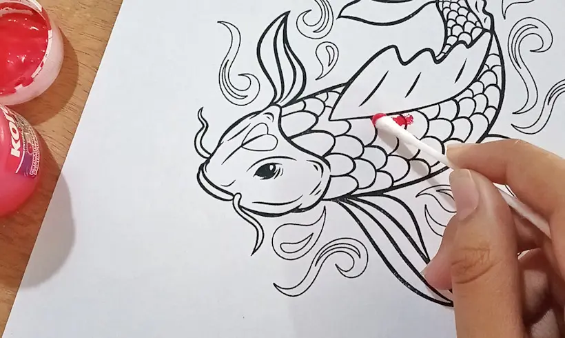 Étape 1 pour peindre avec des cotons-tiges et de la gouache