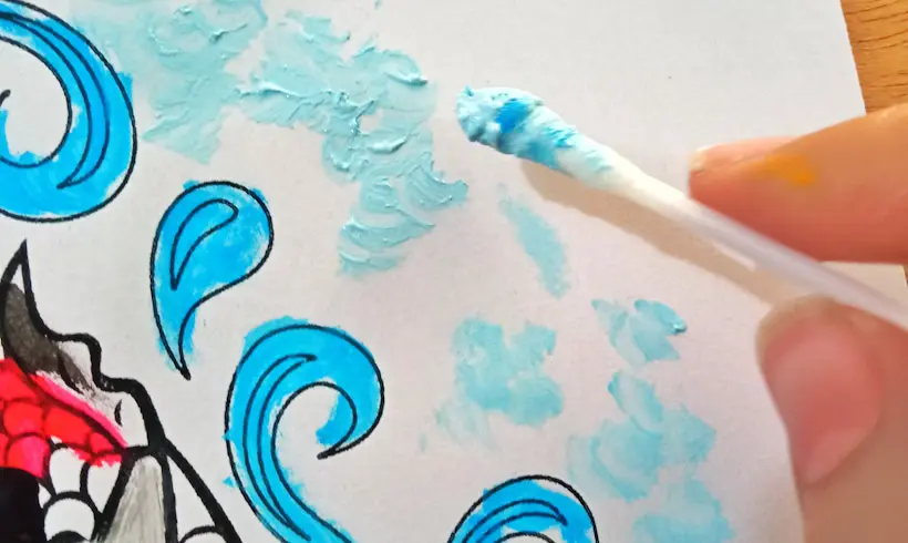 Étape 4 pour peindre avec des cotons-tiges et de la gouache