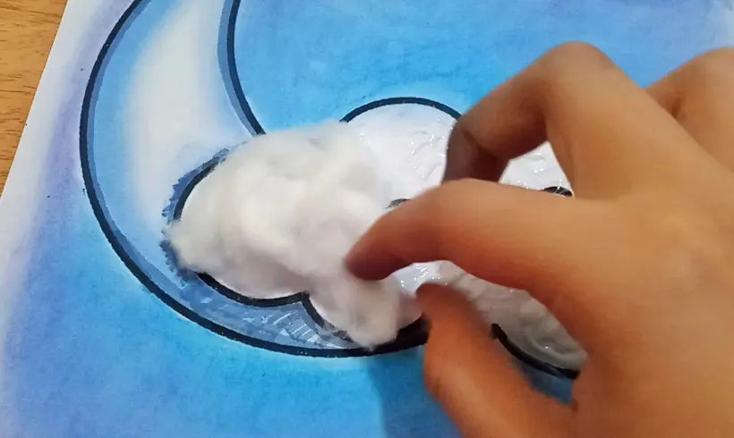Étape 4 pour peindre avec du coton