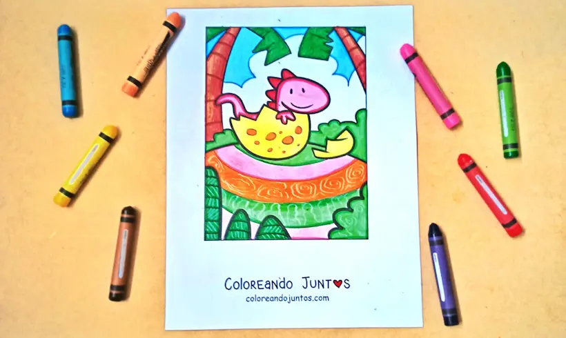Coloriage d’œuf de dinosaure colorié par Colorions Ensemble