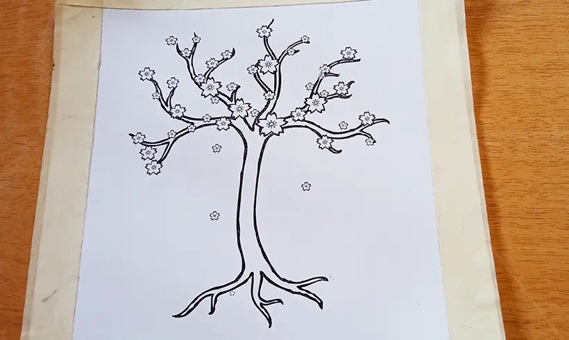 Étape 1 pour colorier avec des pastels et des craies