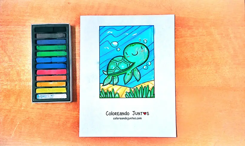 Coloriage de tortue colorié par Colorions Ensemble