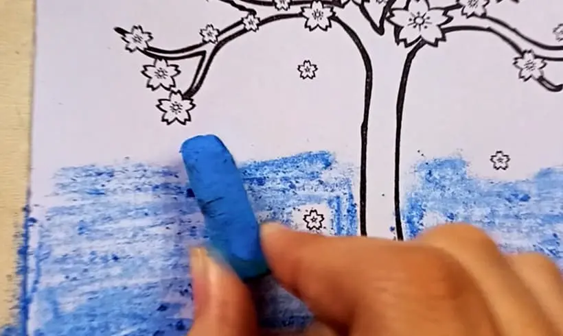 Étape 2 pour colorier avec des pastels et des craies