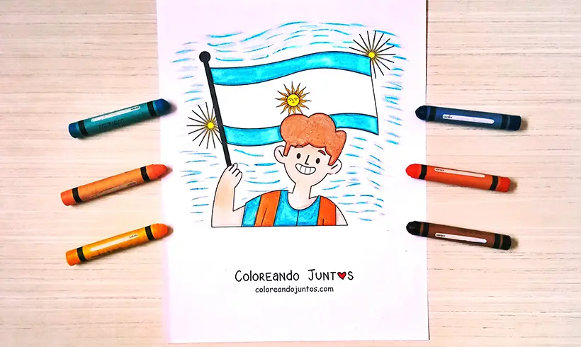 Coloriage du drapeau de l’Argentine colorié par Colorions Ensemble