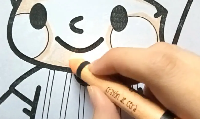 Étape 2 pour colorier avec des crayons de cire
