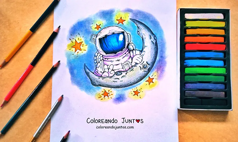 Coloriage d’astronaute colorié par Colorions Ensemble