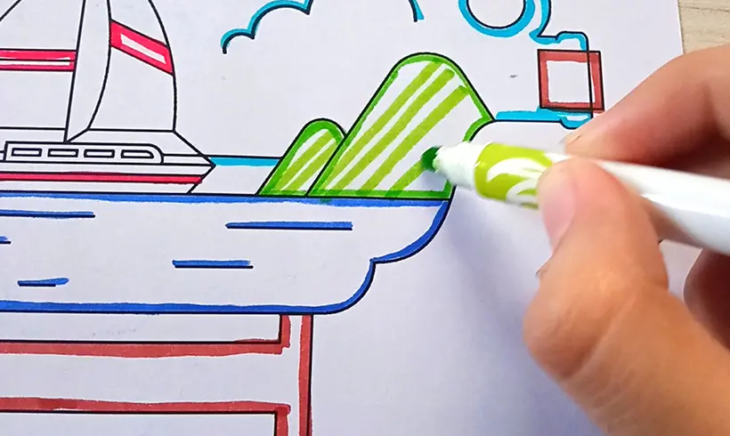 Étape 1 pour colorier avec des marqueurs